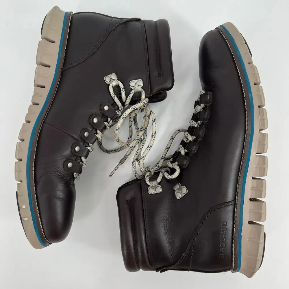 Cole Haan ZeroGrand Hiker Boot Mens 9.5W Dark Brown Leather Lace Up Waterproof